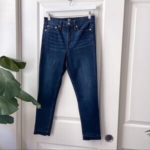 Gap True Skinny Jeans High Rise Undone Hem Dark Wash 28 Reg
